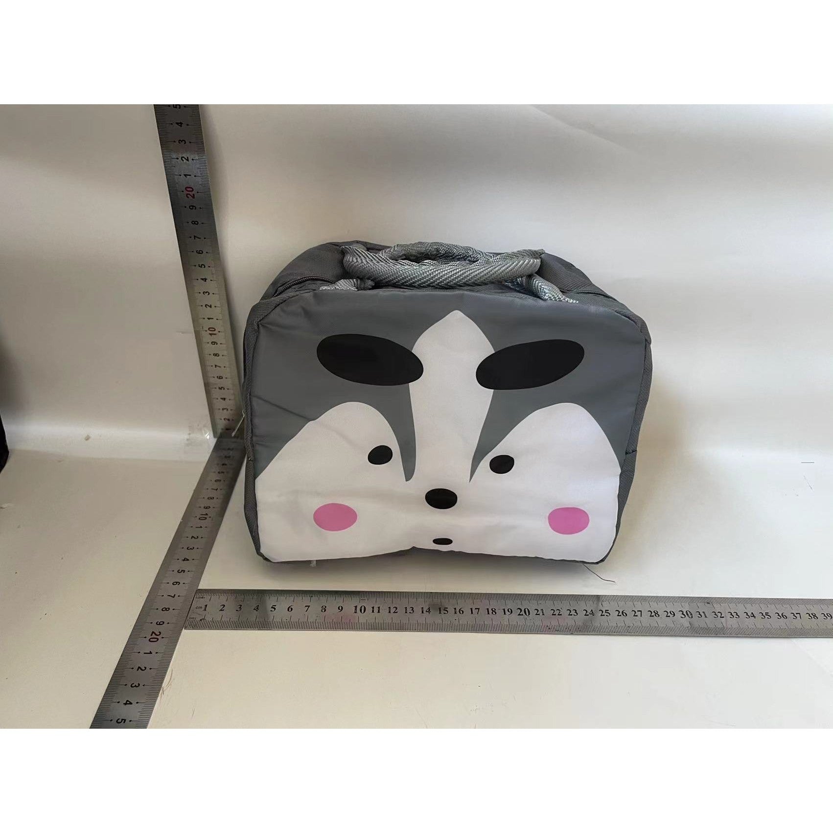 Geantă Frigorifică, Flippy, cu Desene Animat, Portabilă pentru Copii, de Prânz, din Pânză Oxford, 22x14x19 cm, Model Vulpe, Gri-1