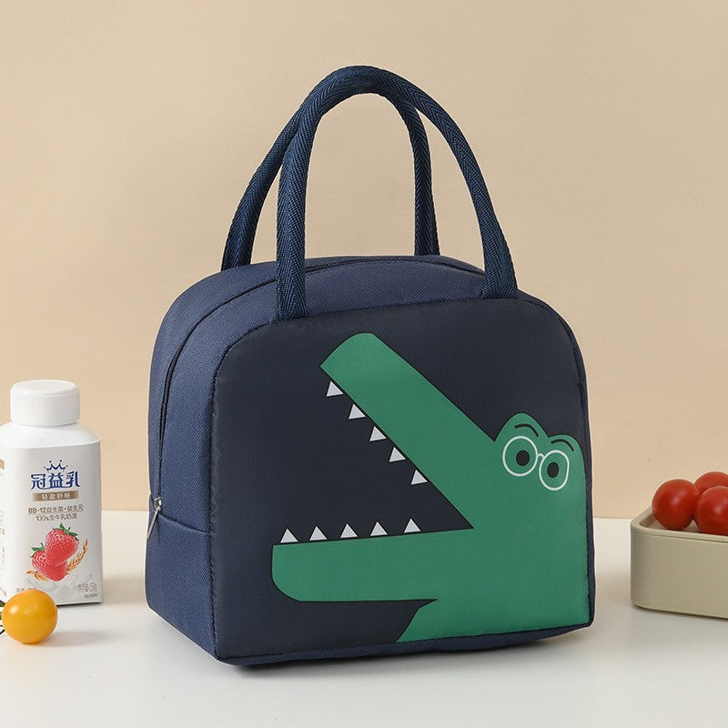Geantă Frigorifică, Flippy, cu Desene Animat, Portabilă pentru Copii, de Prânz, din Pânză Oxford, 22x14x19 cm, Model Dinozaur, Albastru-0