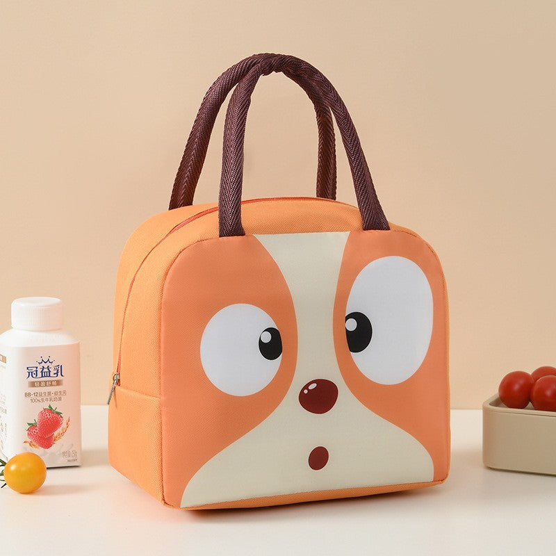 Geantă Frigorifică, Flippy, cu Desene Animat, Portabilă pentru Copii, de Prânz, din Pânză Oxford, 22x14x19 cm, Model Catelus, Maro-0