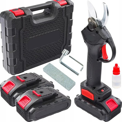 Pachetul Grădinarului PRO – Mini Drujbă / Fierăstrău Fără Fir 8" + Foarfecă Electrică 30 mm, 4 Acumulatori 48V,