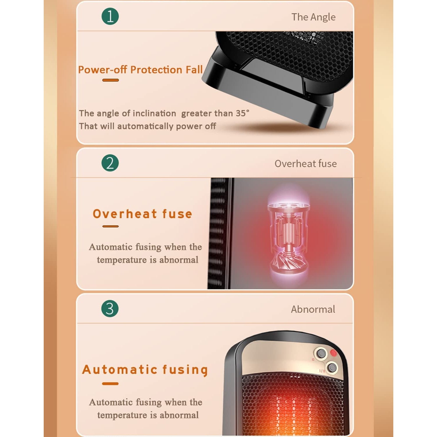 Radiator electric vertical mic Flippy, incalzitor cu 3 trepte de putere , 1800w, negru-3