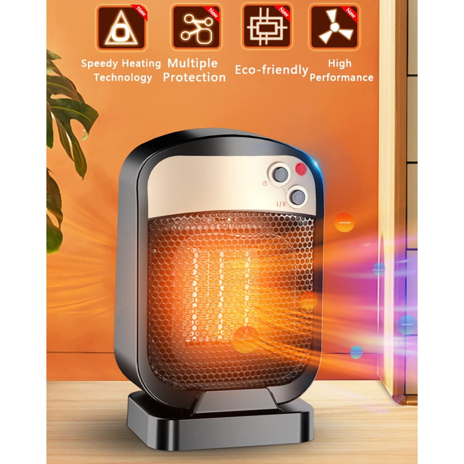 Radiator electric vertical mic Flippy, incalzitor cu 3 trepte de putere , 1800w, negru-4