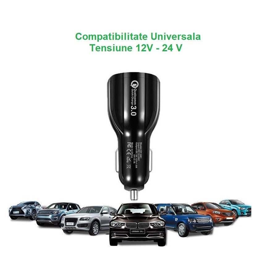Incarcator Auto, Flippy, Pentru Bricheta, Incarcare Rapida, Interfata USB, 12V-24V, Negru-7