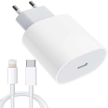 Incarcator compatibil cu iPhone, USB Type-C, Fast charge, Putere 20W, Flippy, Alb-0