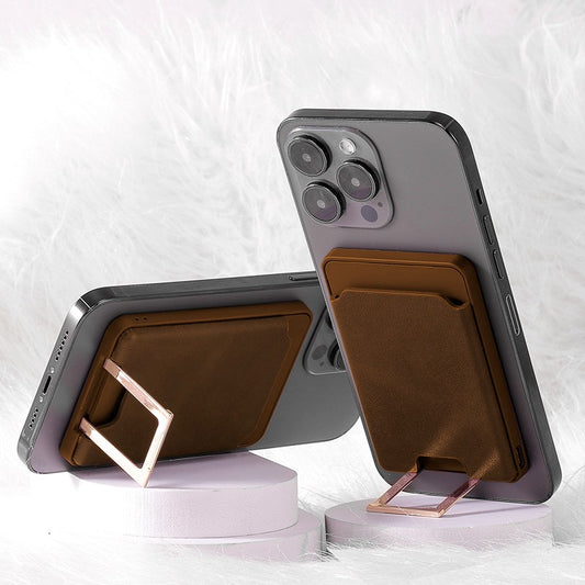 Accesoriu pentru telefon 3 in 1 Flippy, incarcator Wirelles Magsafe, portofel si suport, maro-1