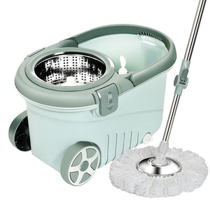 Set mop rotativ cu galeata Flippy, material plastic si microfibra, o rezerva inclusa, rezistent, cu dop scurgere, vas detasabil, orificiu pentru solutie, pentru interior, capacitate 8 l, verde-0