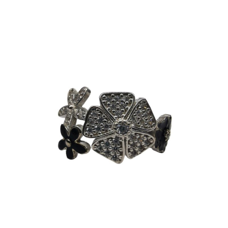 Inel, Jolie Silver, Argint 925 Trifoi cu Email Negru M 52-0