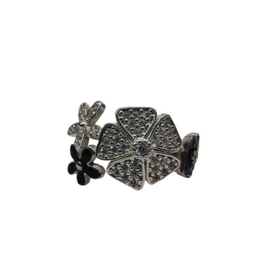 Inel, Jolie Silver, Argint 925 Trifoi cu Email Negru M 52-0
