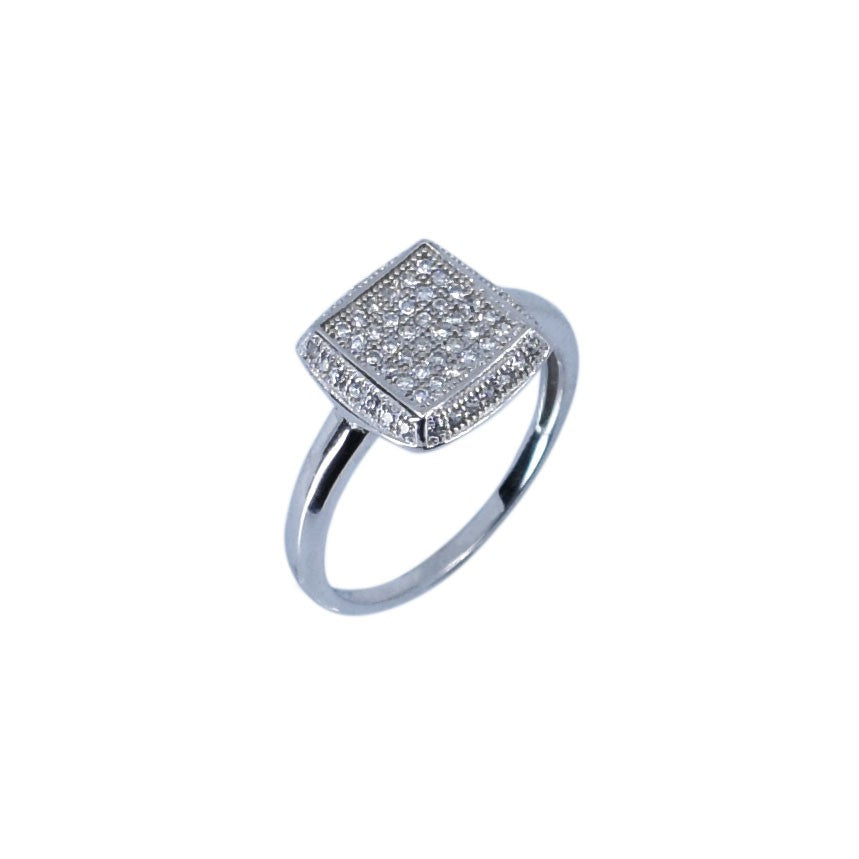Inel de dama din Argint 925 cu model patrat si zirconii, marimea 53-2
