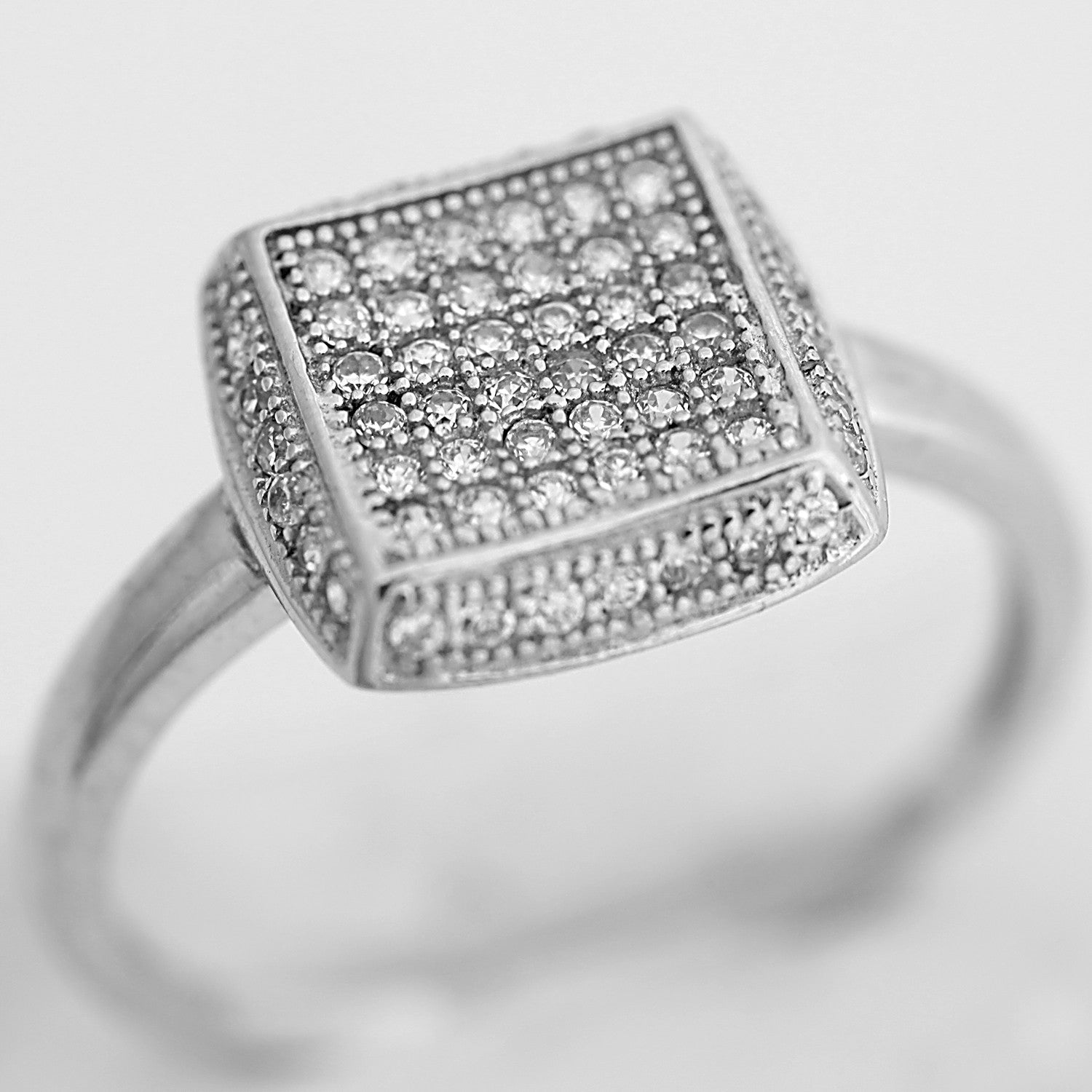 Inel de dama din Argint 925 cu model patrat si zirconii, marimea 53-3