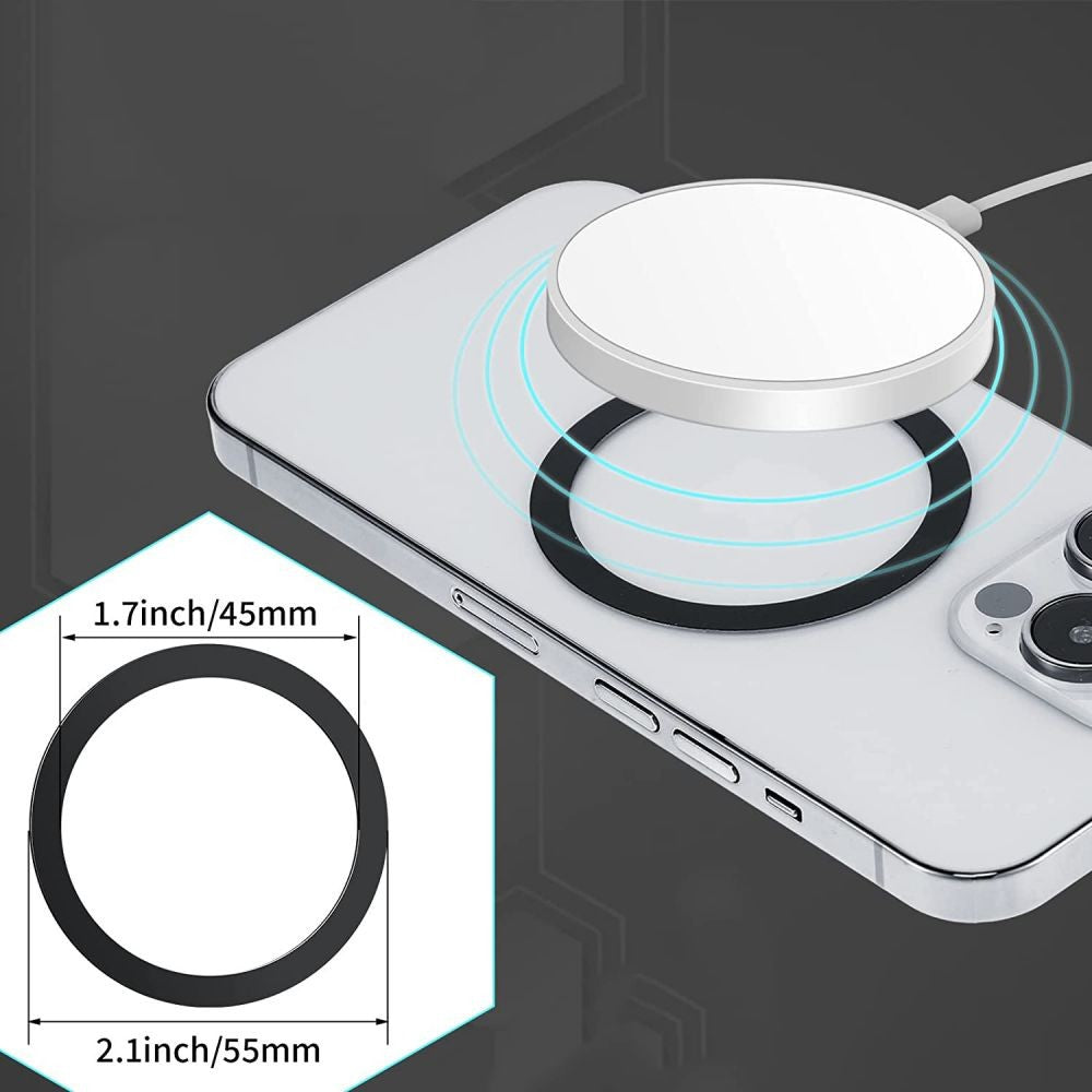 Inel Magnetic incarcare fara fir, montare auto, MagSafe Silicone pentru Apple iPhone 12 / 13 / 14, Negru-5