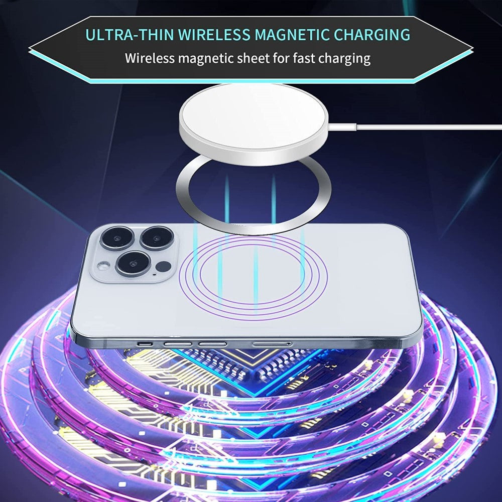 Inel Magnetic incarcare fara fir, montare auto, MagSafe Silicone pentru Apple iPhone 12 / 13 / 14, Rosu-3