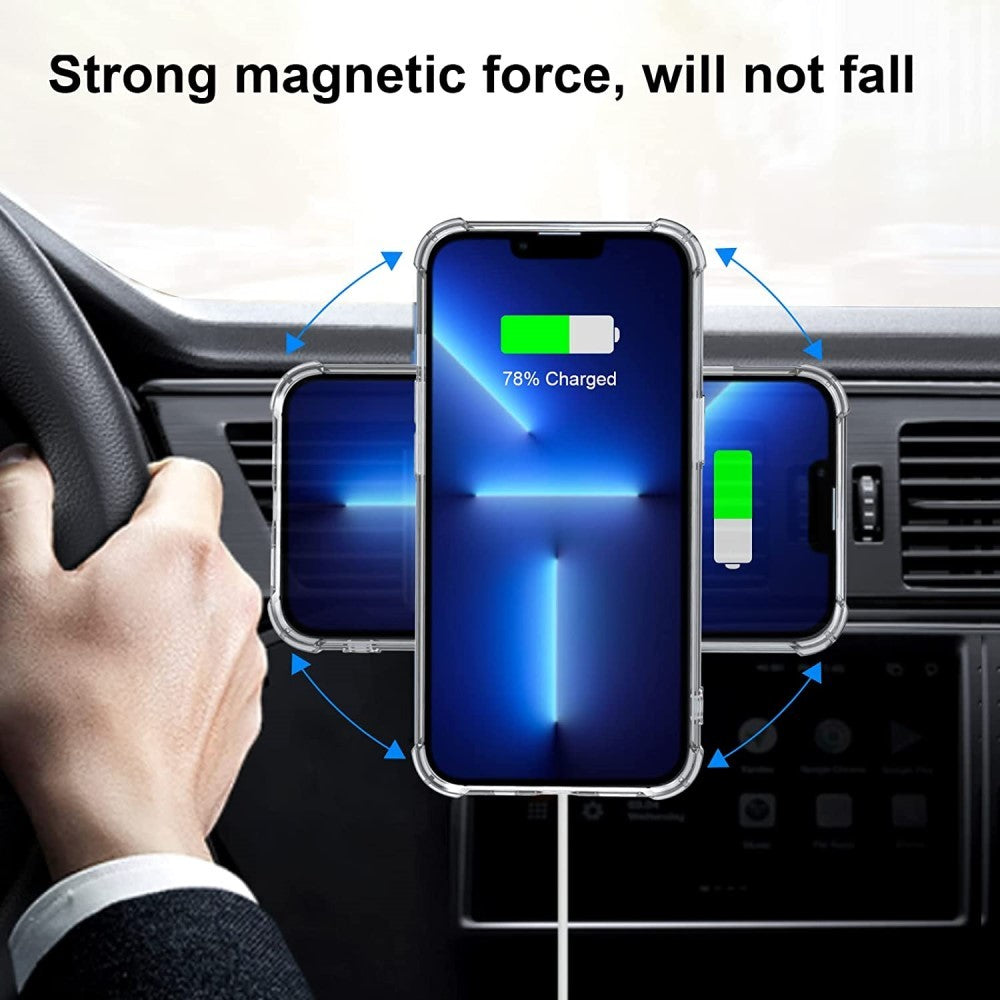 Inel Magnetic incarcare fara fir, montare auto, MagSafe Silicone pentru Apple iPhone 12 / 13 / 14, Rosu-5
