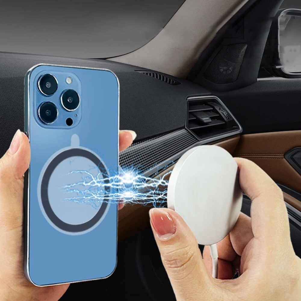 Inel Magnetic incarcare fara fir, montare auto, MagSafe Silicone pentru Apple iPhone 12 / 13 / 14, Rosu-7
