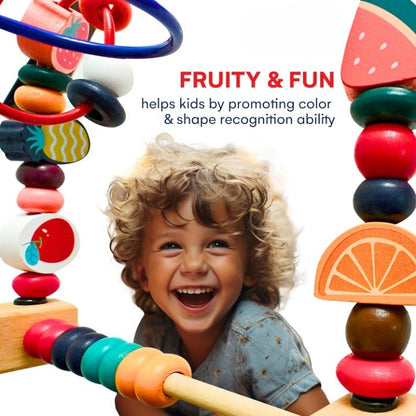 Jucarie din Lemn Montessori, Flippy, Labirint Motricitate cu Abac si Animalute, Rollercoaster pentru Copii, Educativ, Dezvoltarea Abilitatilor Motorii, Numaratoare, 22x17x15 cm, Multicolor-3