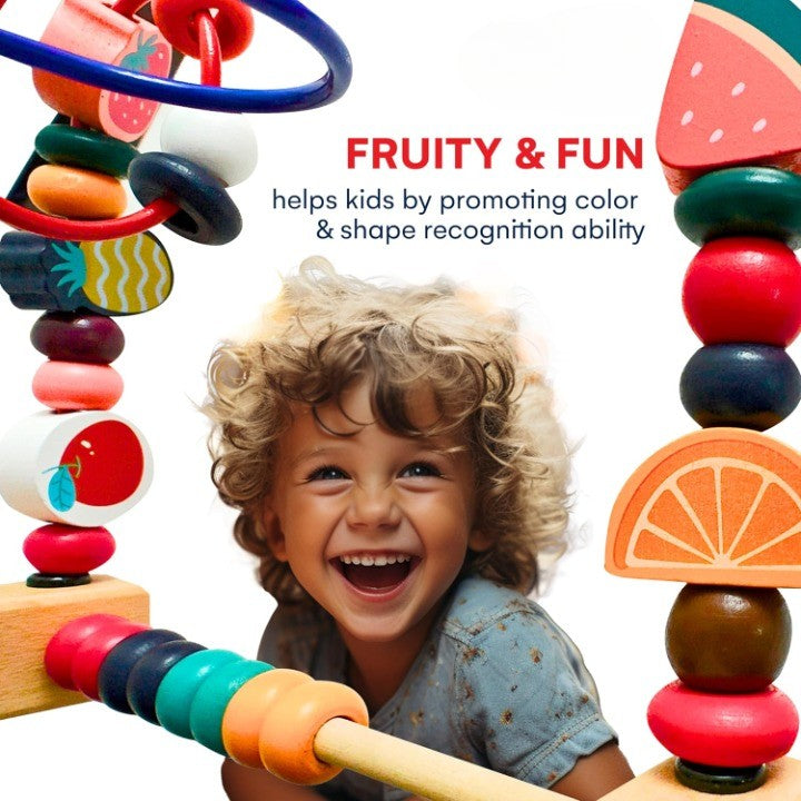 Jucarie din Lemn Montessori, Flippy, Labirint Motricitate cu Abac si Animalute, Rollercoaster pentru Copii, Educativ, Dezvoltarea Abilitatilor Motorii, Numaratoare, 22x17x15 cm, Multicolor-3