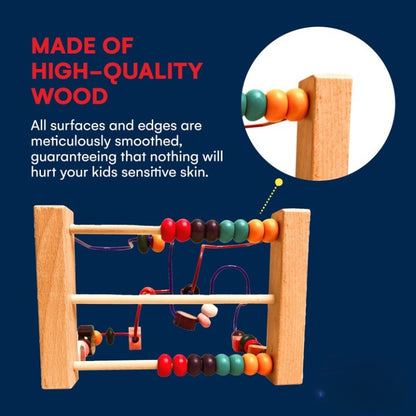 Jucarie din Lemn Montessori, Flippy, Labirint Motricitate cu Abac si Animalute, Rollercoaster pentru Copii, Educativ, Dezvoltarea Abilitatilor Motorii, Numaratoare, 22x17x15 cm, Multicolor-4