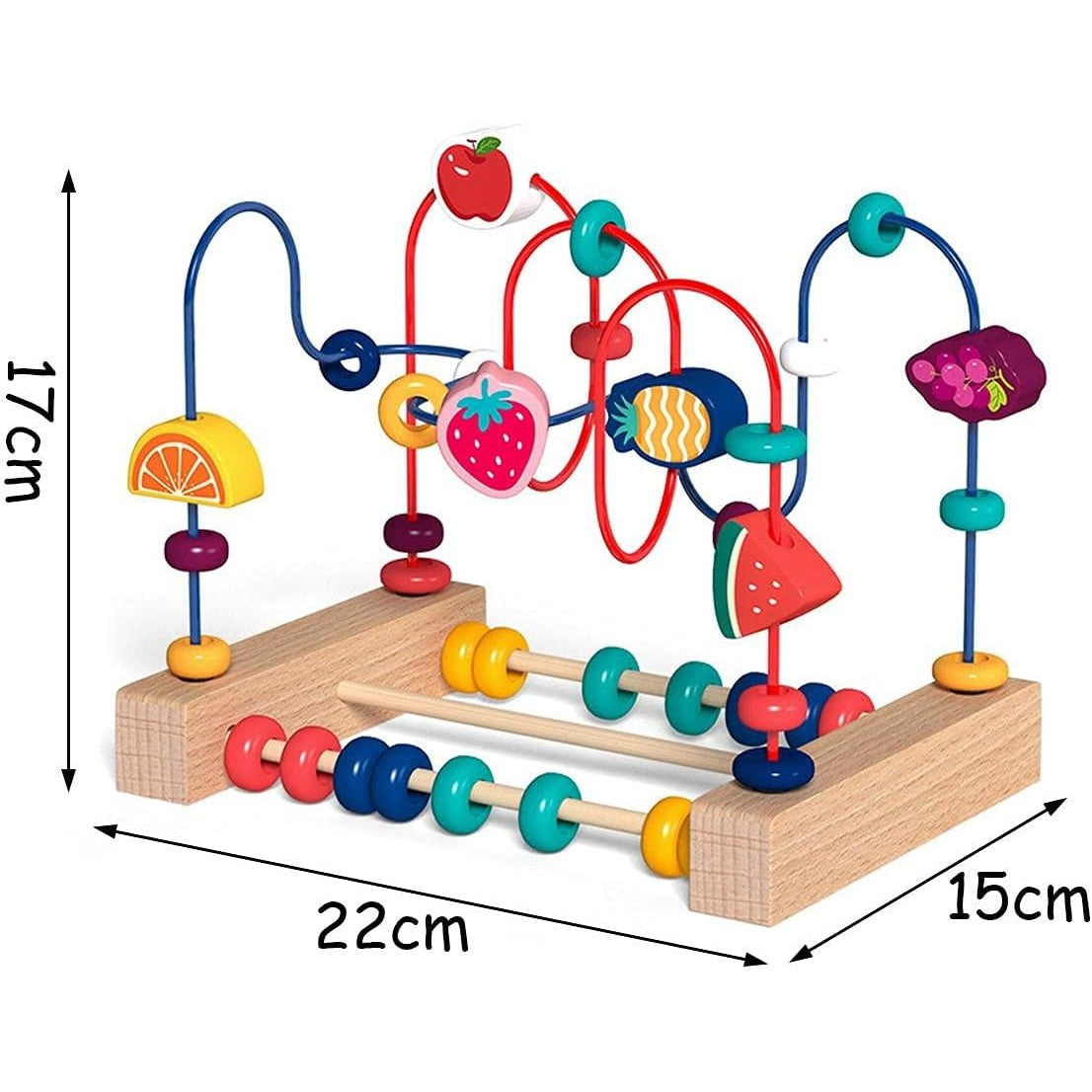 Jucarie din Lemn Montessori, Flippy, Labirint Motricitate cu Abac si Animalute, Rollercoaster pentru Copii, Educativ, Dezvoltarea Abilitatilor Motorii, Numaratoare, 22x17x15 cm, Multicolor-6