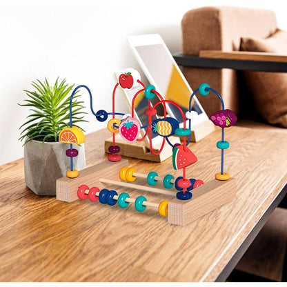 Jucarie din Lemn Montessori, Flippy, Labirint Motricitate cu Abac si Animalute, Rollercoaster pentru Copii, Educativ, Dezvoltarea Abilitatilor Motorii, Numaratoare, 22x17x15 cm, Multicolor-7