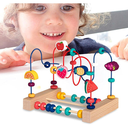 Jucarie din Lemn Montessori, Flippy, Labirint Motricitate cu Abac si Animalute, Rollercoaster pentru Copii, Educativ, Dezvoltarea Abilitatilor Motorii, Numaratoare, 22x17x15 cm, Multicolor-9