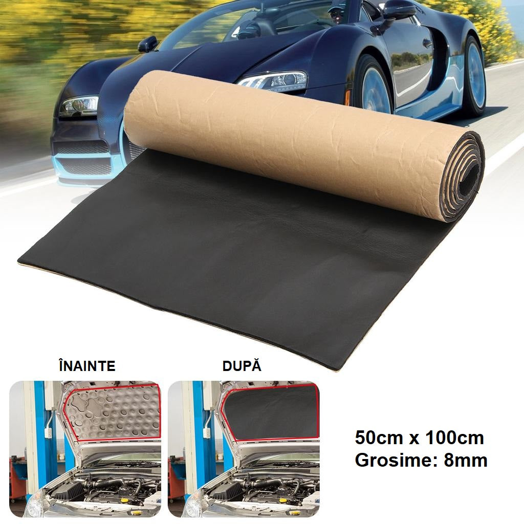 Material insonorizant auto cu exterior textil tip MOCHETA (50cm x100 cm x 8mm)-1