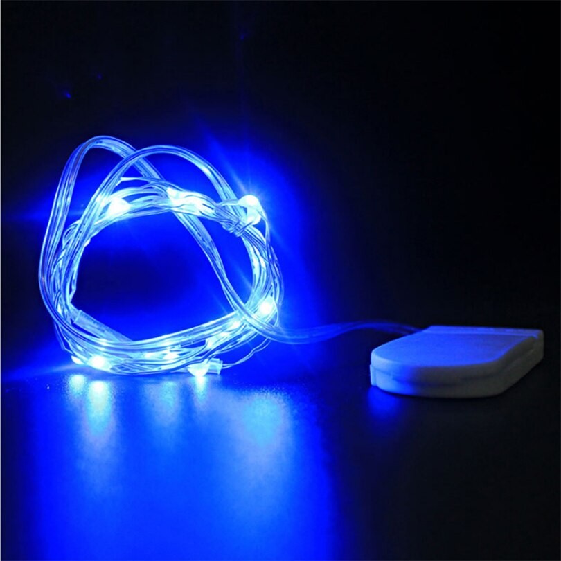 Instalatie Craciun, 1 metru, 10 LED-uri, Albastru, cu baterii, fir cupru, liniar, interior/exterior, Flippy-1