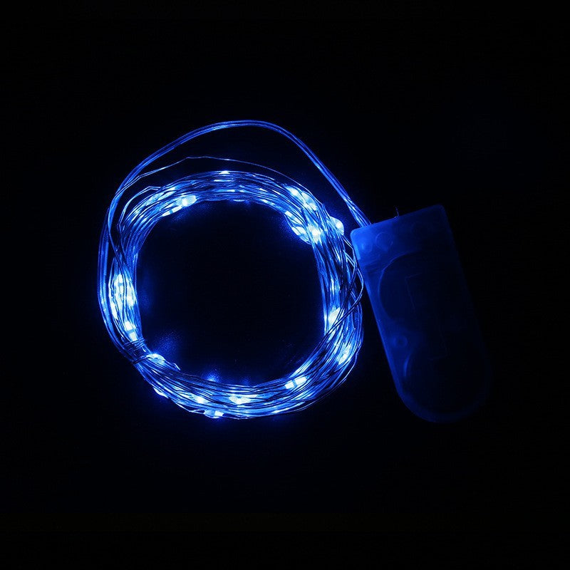 Instalatie Craciun, 1 metru, 10 LED-uri, Albastru, cu baterii, fir cupru, liniar, interior/exterior, Flippy-2