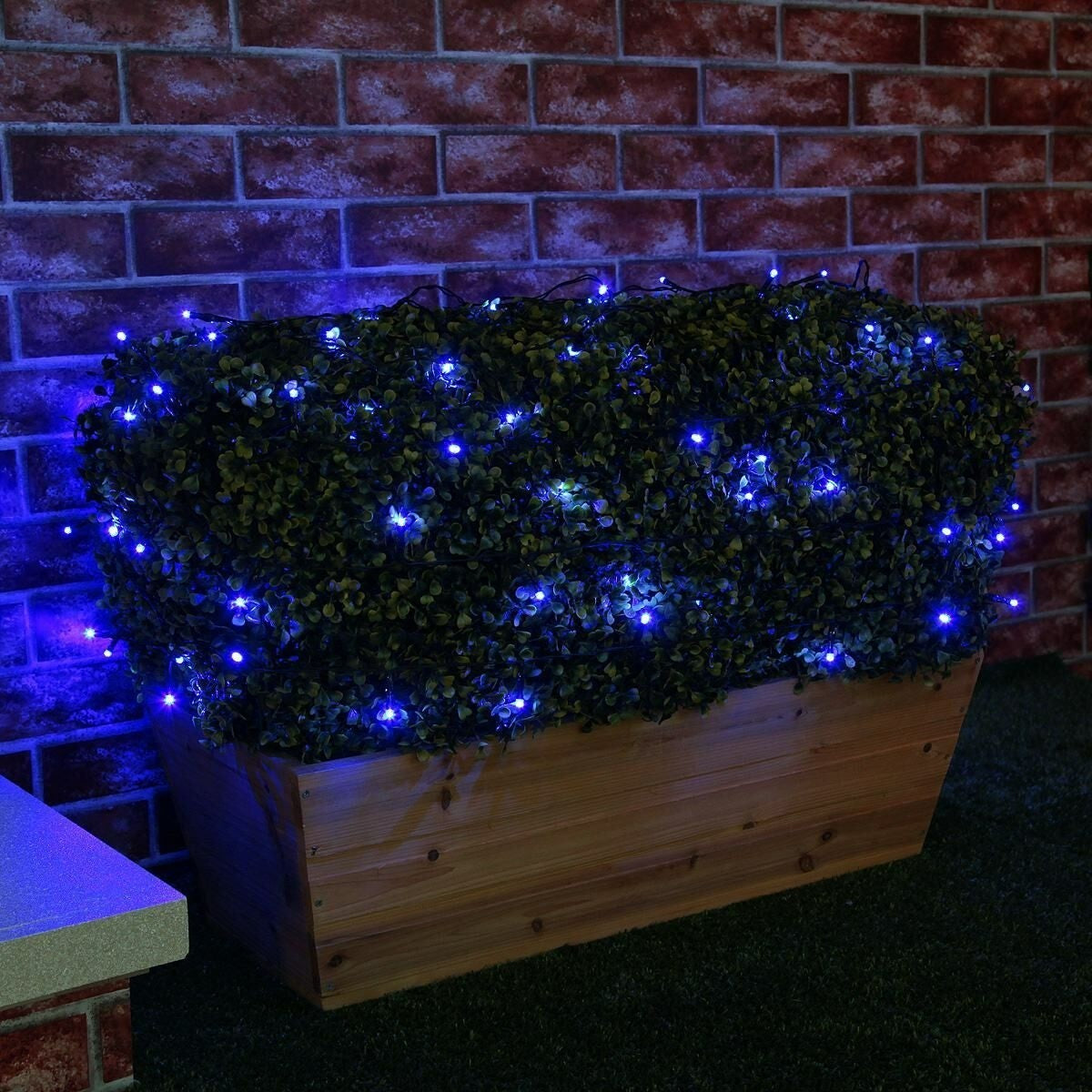 Instalatie Craciun, 10 m, 100 Led-uri ,Liniara, Albastru, 8 jocuri de lumini, Transformator, Interconectabila, Prelungitor 3 m inclus, Fir Verde, Flippy-4