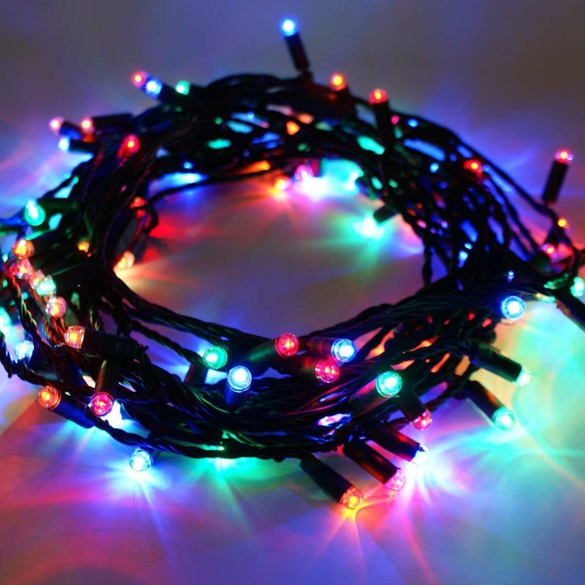 Instalatie Craciun, 10 m, 100 Led-uri ,Liniara, Multicolor, 8 jocuri de lumini, Transformator cu telecomanda, Interconectabila, Prelungitor 3 m inclus, Fir Verde, Flippy-4
