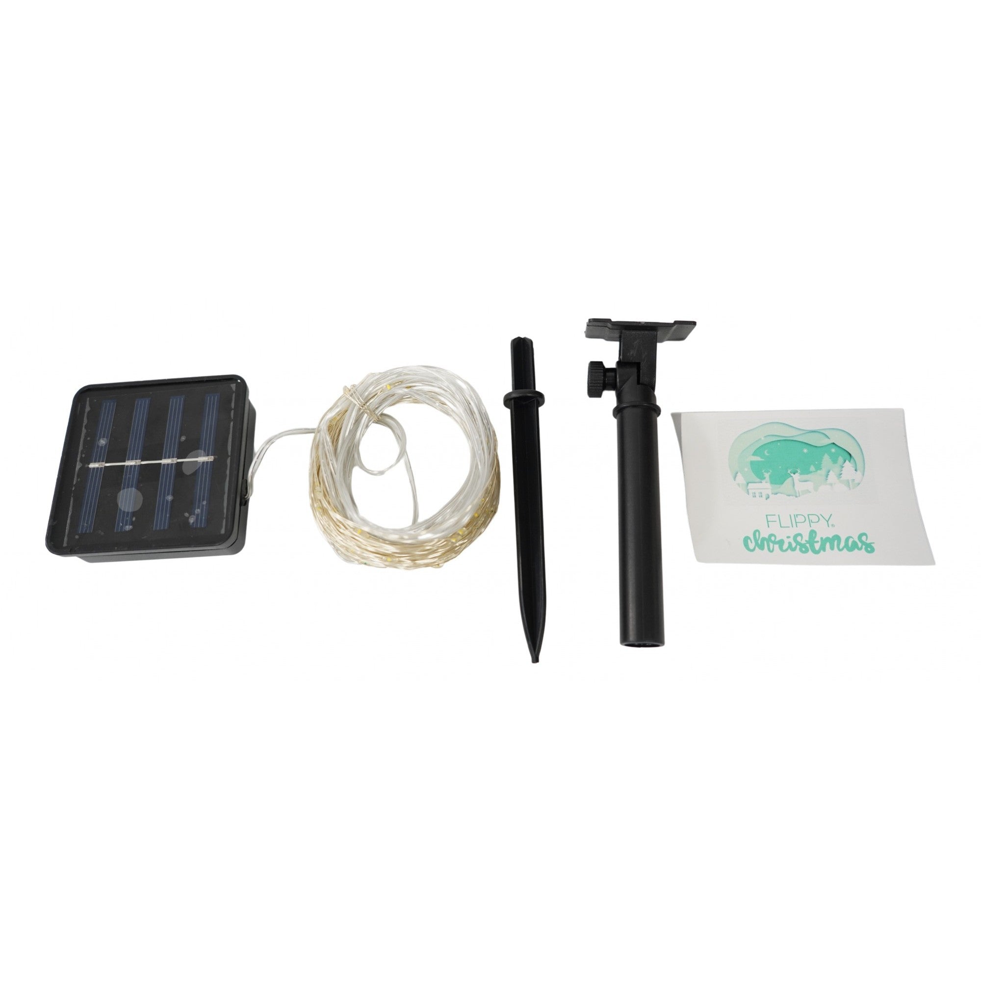 Instalatie Craciun, 10 metri, 100 de LED-uri, alb cald, cu energie solara, fir de cupru, liniar, interior/exterior, Flippy-0