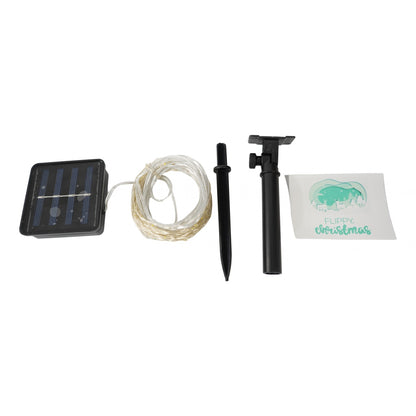 Instalatie Craciun, 10 metri, 100 de LED-uri, alb cald, cu energie solara, fir de cupru, liniar, interior/exterior, Flippy-0
