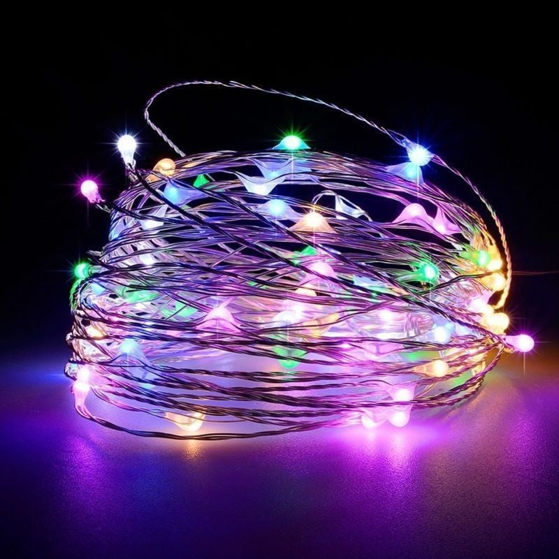 Instalatie Craciun, 10 metri, 100 LED-uri, cu Baterii si Telecomanda cu 8 functii, Multicolor, Flippy-3