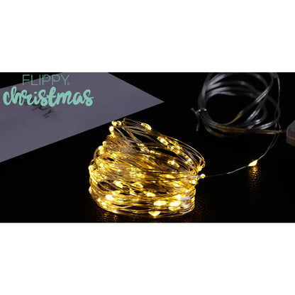 Instalatie Craciun, 10 metri, 100 LED-uri, multicolor, telecomanda 8 functii, USB, fir cupru, liniar, interior/exterior,-7