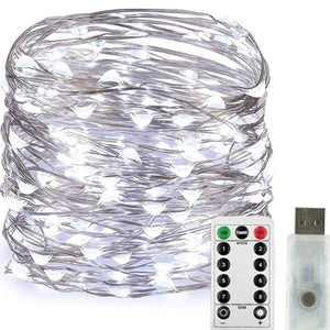 Instalatie Craciun, 10 metri, 100 LED-uri, USB, Telecomanda cu 8 functii, alb rece, Flippy-0