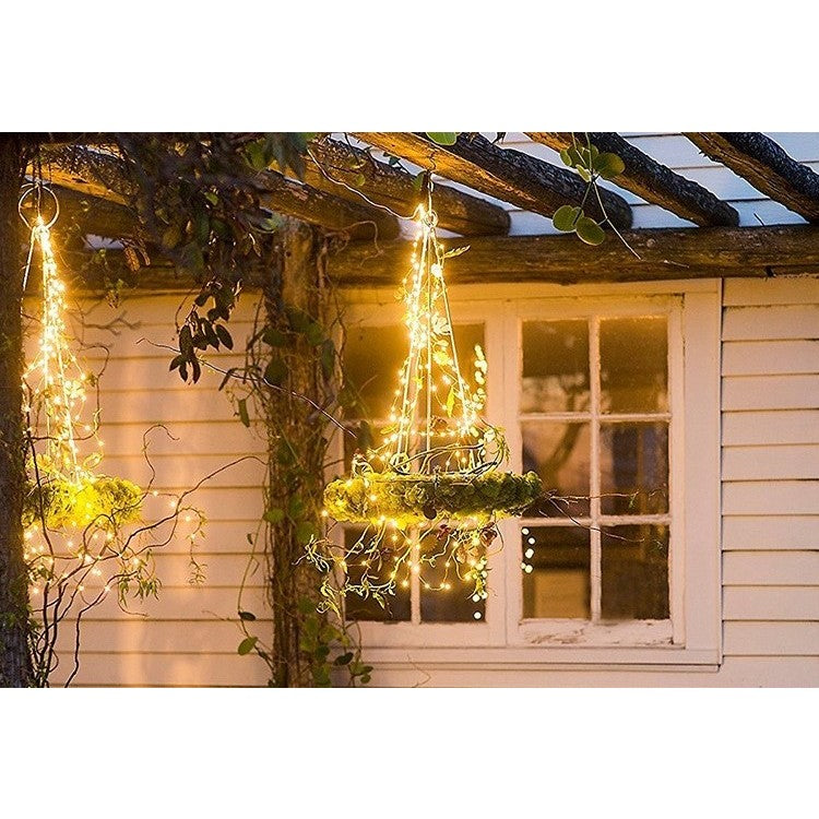 Instalatie Craciun, 100 LED-uri, 12 metri,  pentru exterior cu incarcare solara, alb cald, Flippy-5
