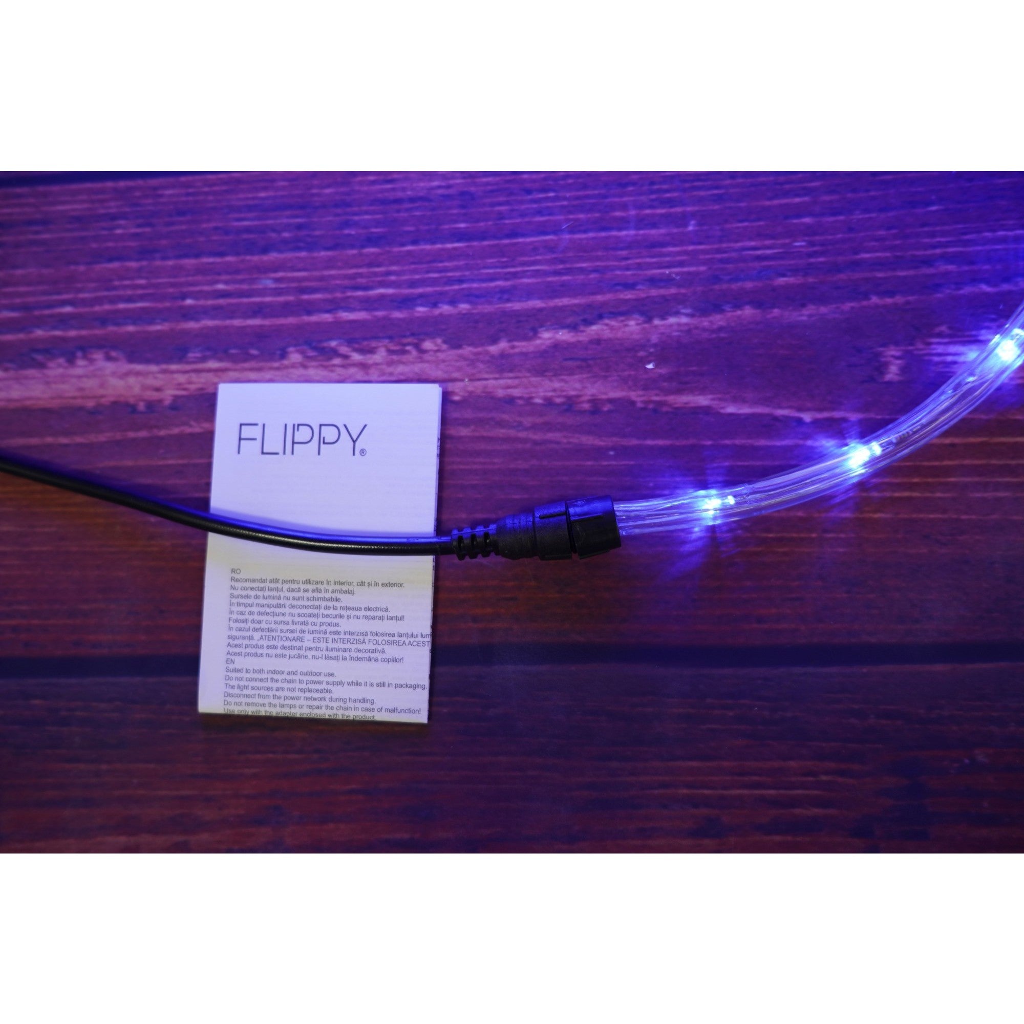 Instalatie Craciun, 12 m, 288 Led-uri, Furtun Luminos, Albastru, Transformator, Sectionabila, 220 V, Flippy-4