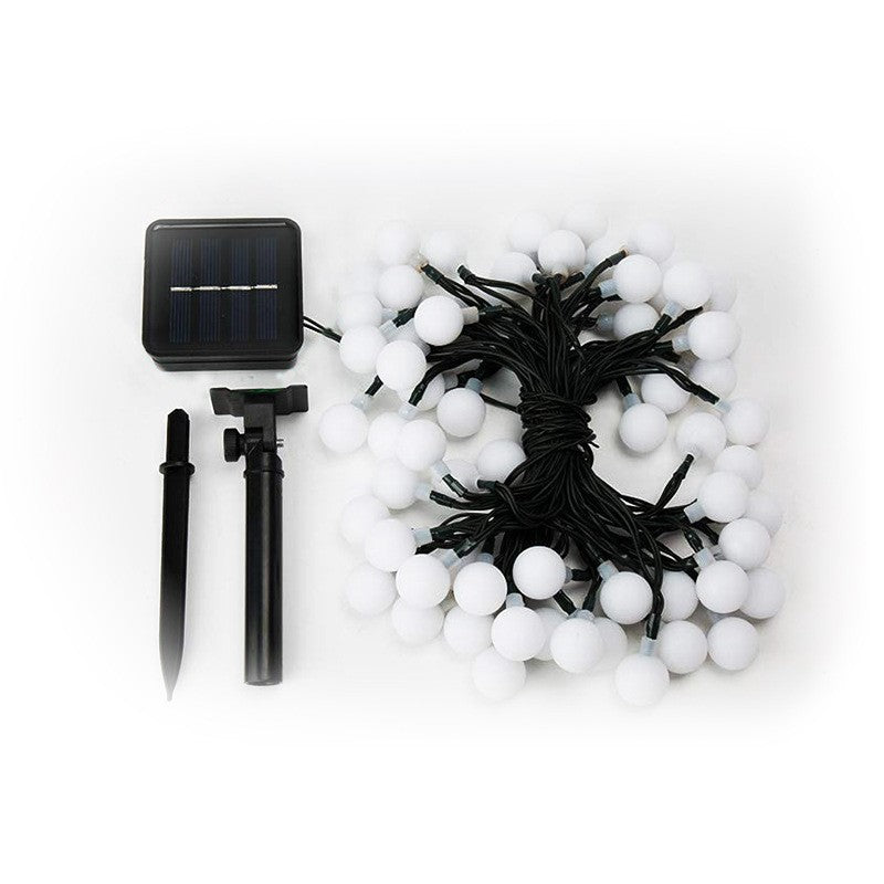 Instalatie Craciun, 12 metri, 100 de LED-uri cu ornament tip Bulb, 8 jocuri de lumini alb rece, cu energie solara, liniar, interior/exterior, Flippy-4