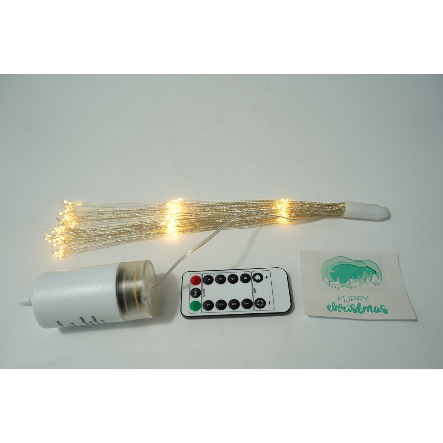 Instalatie Craciun, 180 LED-uri, alb cald, telecomanda 8 functii, cu baterii, explozie fireworks, fir cupru, interior/exterior, Flippy-4