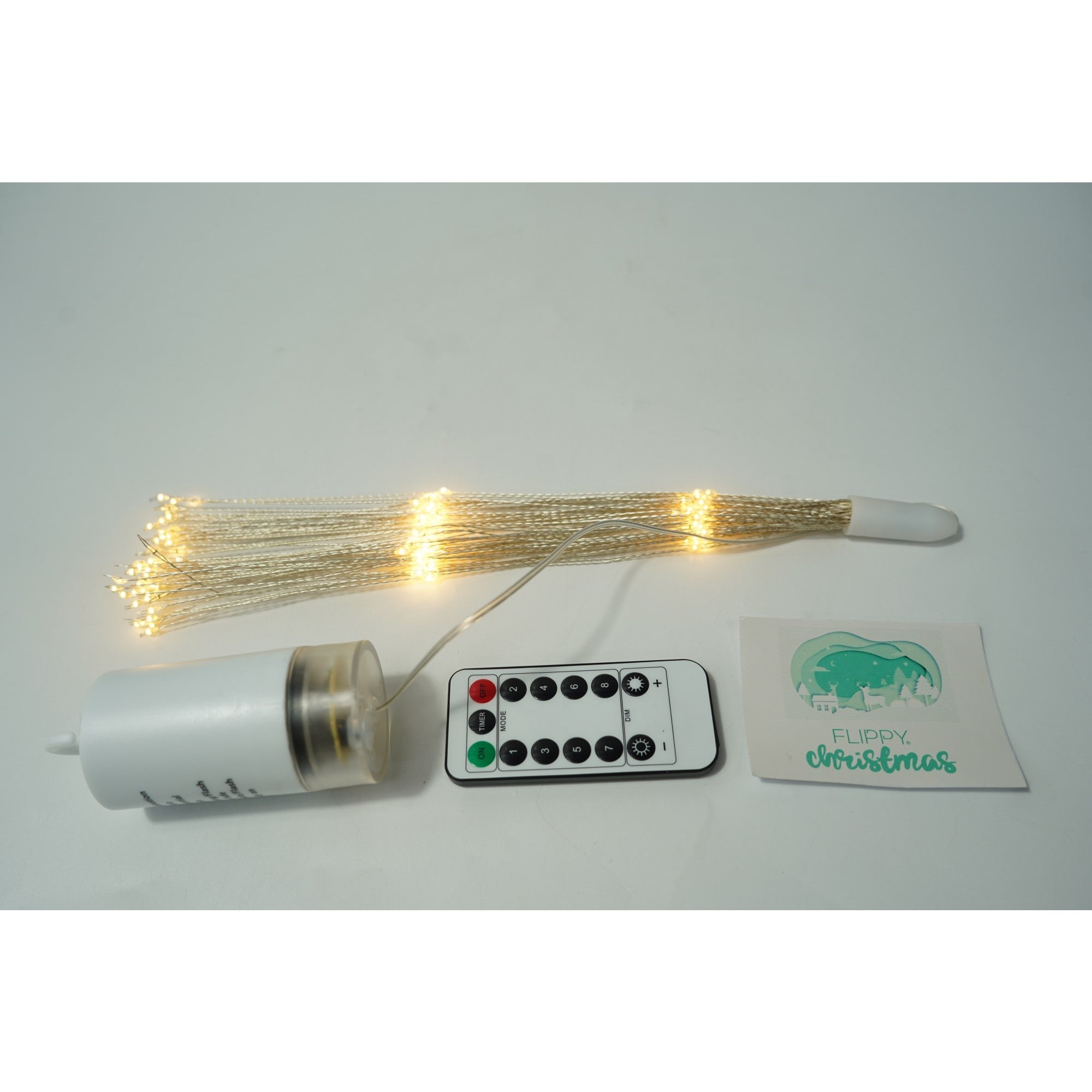 Instalatie Craciun, 180 LED-uri, alb cald, telecomanda 8 functii, cu baterii, explozie fireworks, fir cupru, interior/exterior, Flippy-4