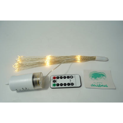 Instalatie Craciun, 180 LED-uri, alb cald, telecomanda 8 functii, cu baterii, explozie fireworks, fir cupru, interior/exterior, Flippy-4