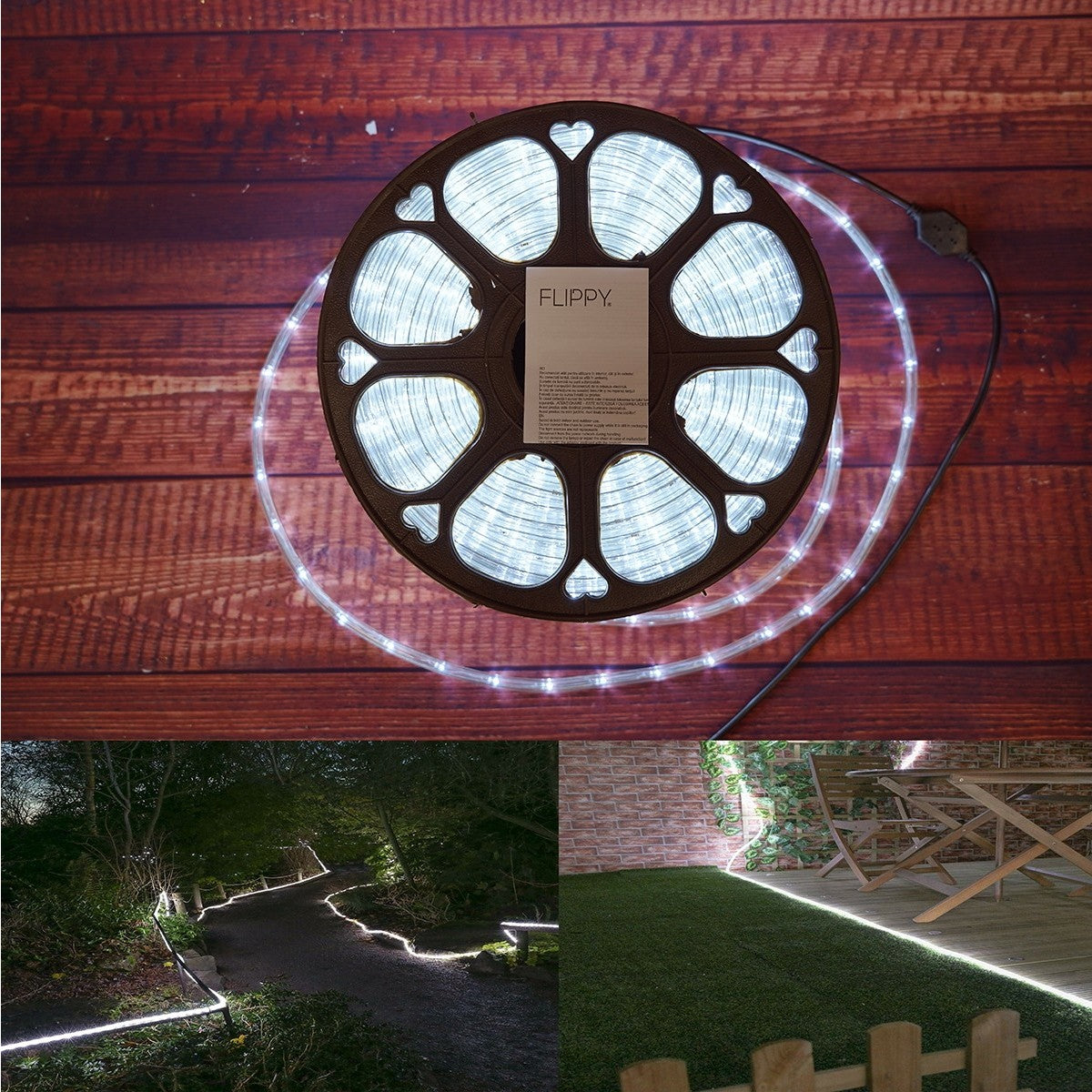 Instalatie Craciun, 2 m, 48 Led-uri, Furtun Luminos, Alb rece, Transformator, Sectionabila, 220 V, Flippy-17