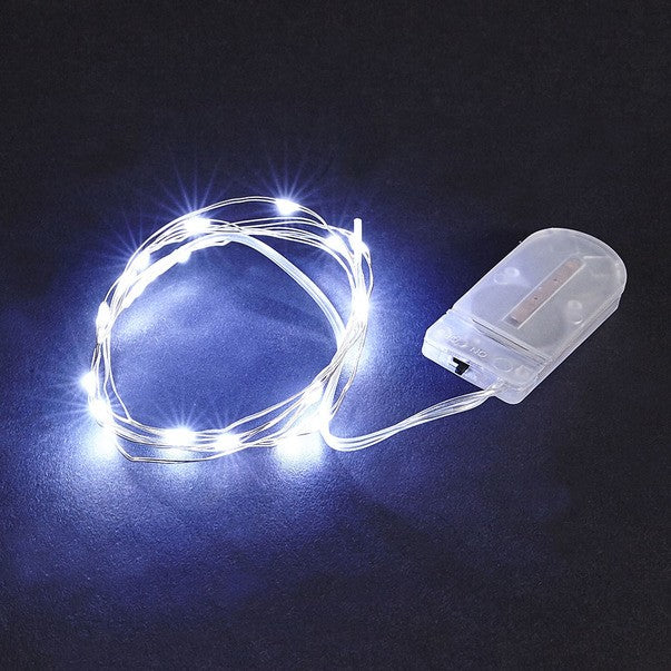 Instalatie Craciun, 2 metri, 20 LED-uri, Alb Rece, cu baterii, fir cupru, liniar, interior/exterior, Flippy-1