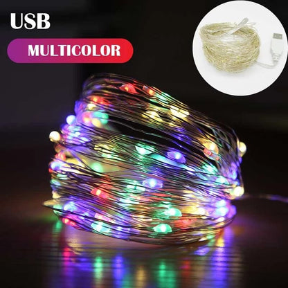 Instalatie Craciun, 2 metri, 20 LED-uri, multicolor, telecomanda 8 functii, USB, fir cupru, liniar, interior/exterior, Flippy-6