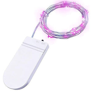 Instalatie Craciun, 2 metri, 20 LED-uri, Roz, cu baterii, fir cupru, liniar, interior/exterior, Flippy-0
