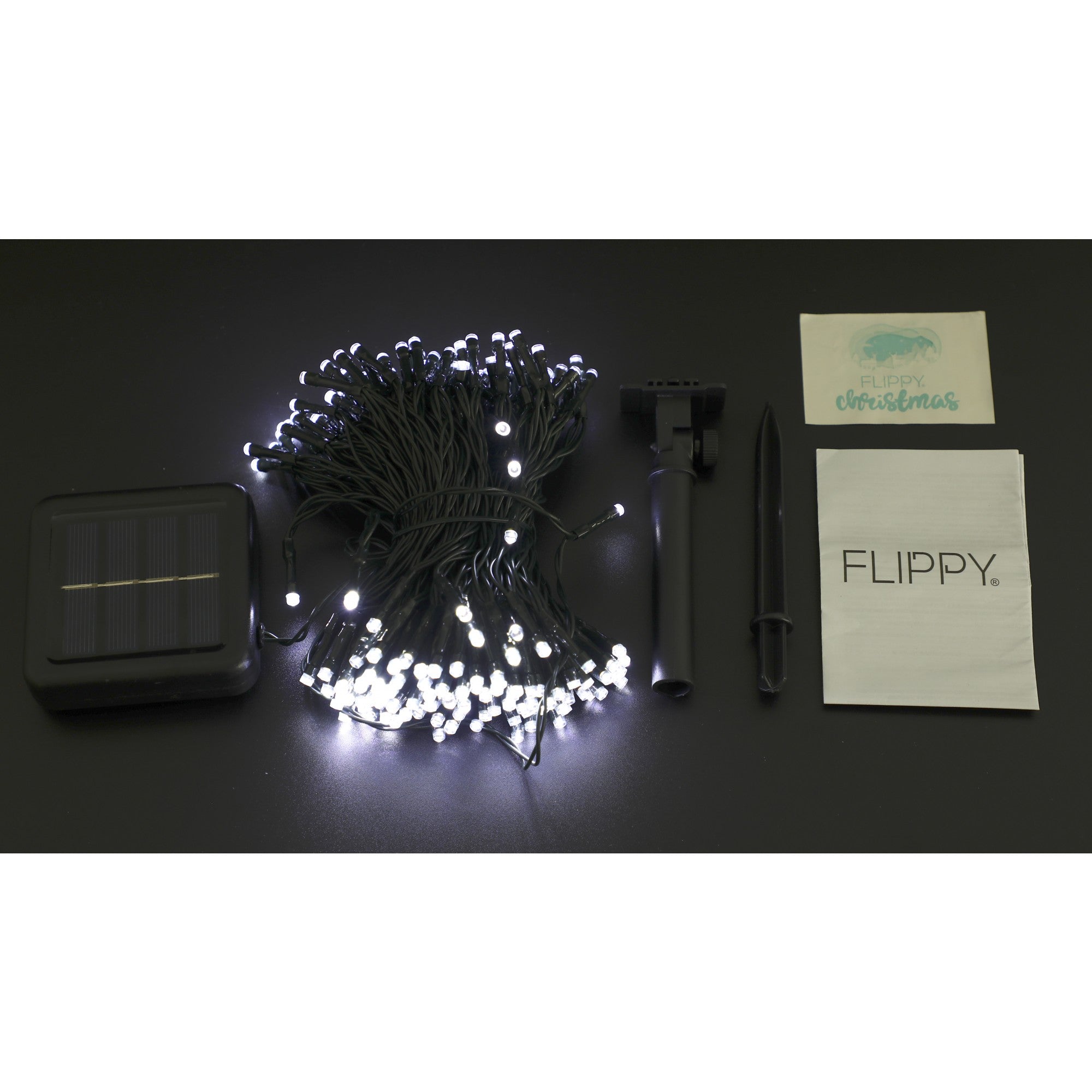 Instalatie Craciun, 20 metri, 200 de LED-uri, Alb Rece, cu energie solara, fir de cupru, liniar, interior/exterior, Flippy-8