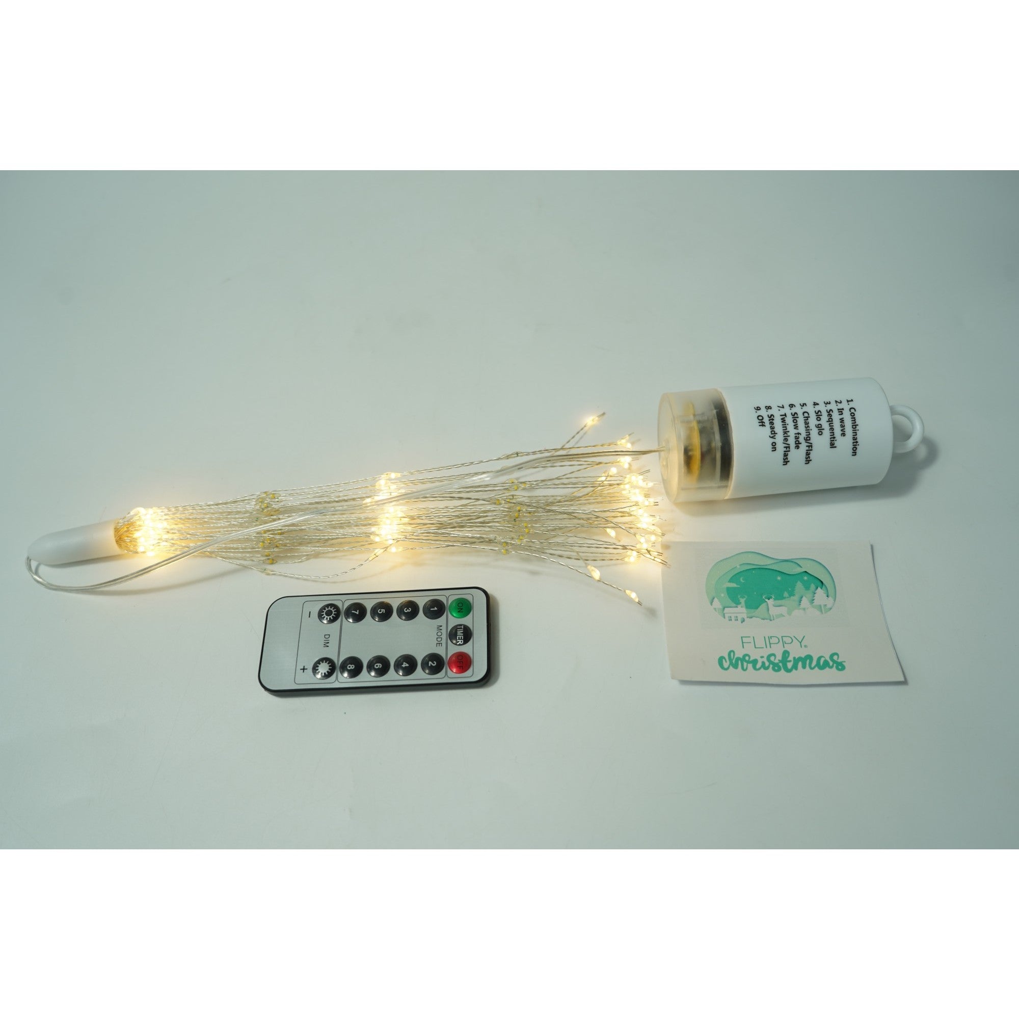 Instalatie Craciun, Flippy, 200 LED-uri, Telecomanda 8 functii, Incarcare Solara, Explozie Fireworks, Fir Cupru, interior/exterior, Alb Cald-4
