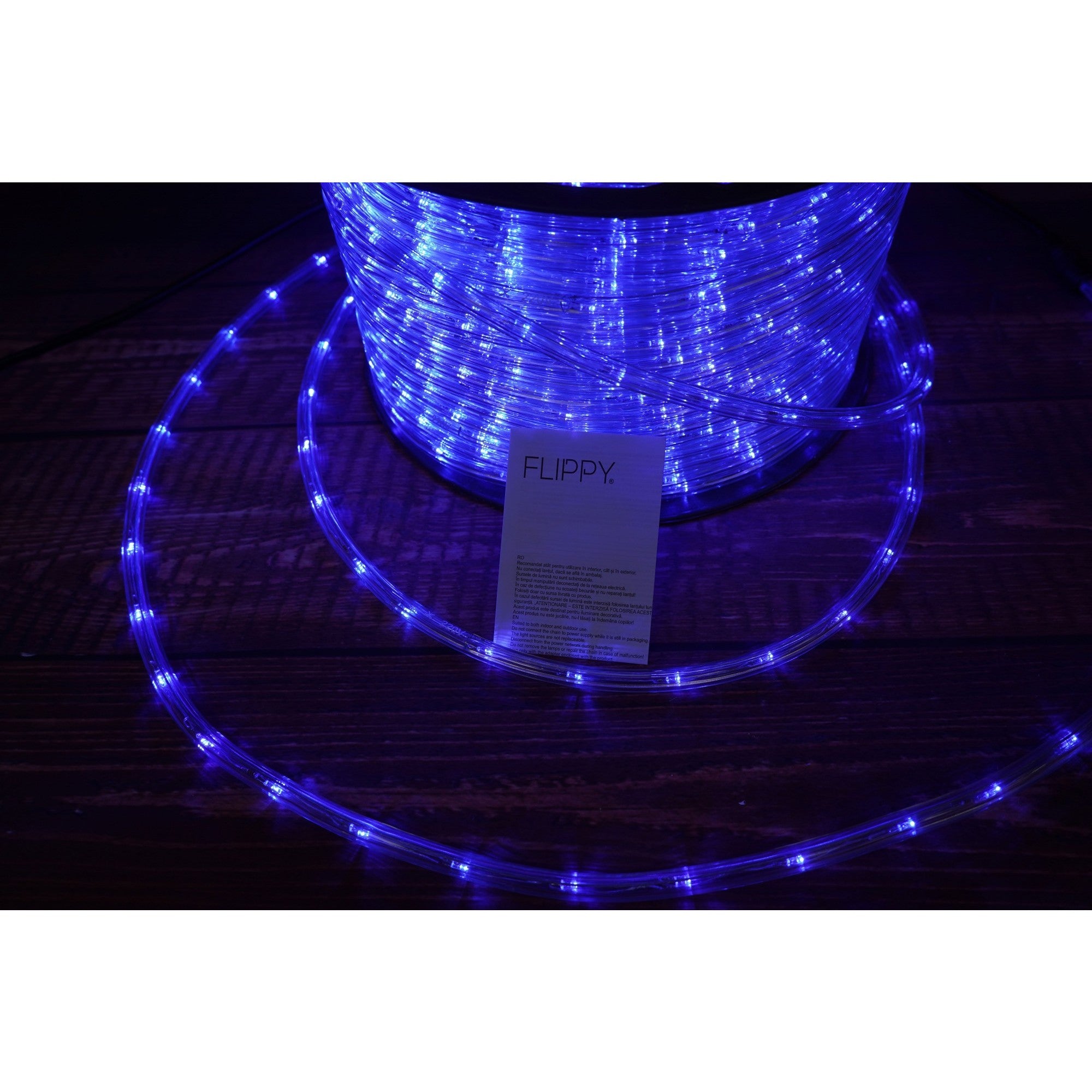 Instalatie Craciun, 26 m, 624 Led-uri, Furtun Luminos, Albastru, Transformator, 8 jocuri de lumini, Sectionabila, 220 V, Flippy-3