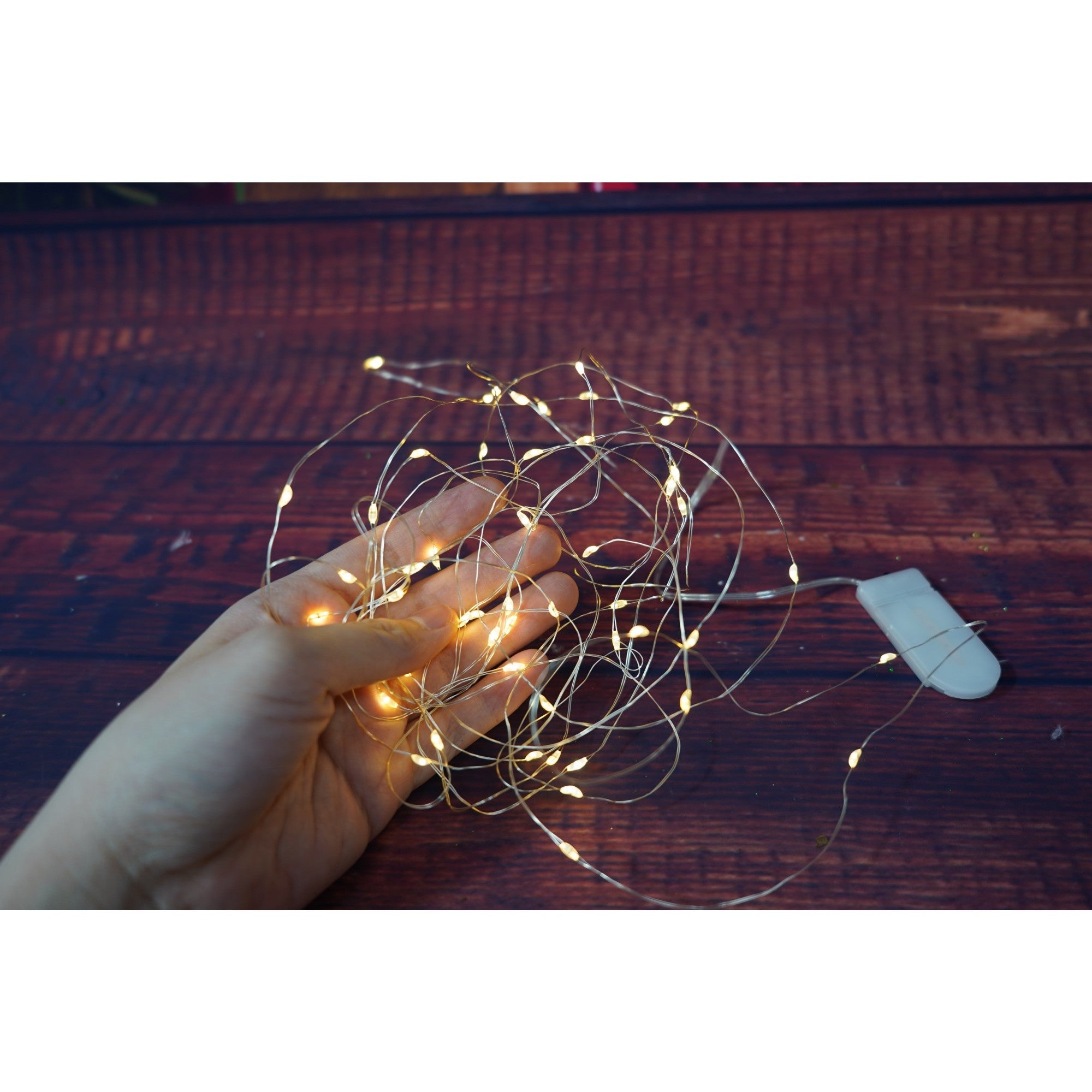 Instalatie Craciun, Liniara, 3 m, Baterii, 30 LED-uri, Alb Cald, Fir Cupru, Interior/Exterior, Flippy-3