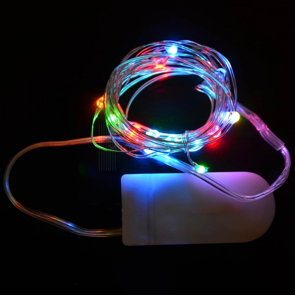Instalatie Craciun, 3 metri, 30 LED-uri, Multicolor, cu baterii, fir cupru, liniar, interior/exterior, Flippy-1