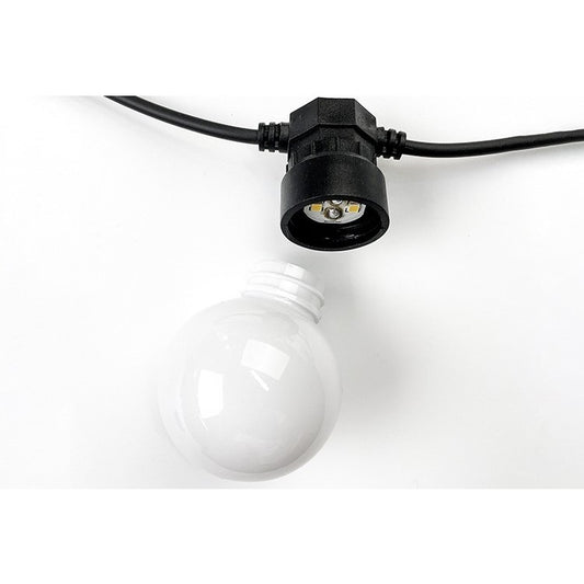Instalatie Craciun, 5 metri, 15 Becuri LED rotunde, pentru exterior cu incarcare la sursa de curent si telecomanda cu 8 functii, Flippy-1